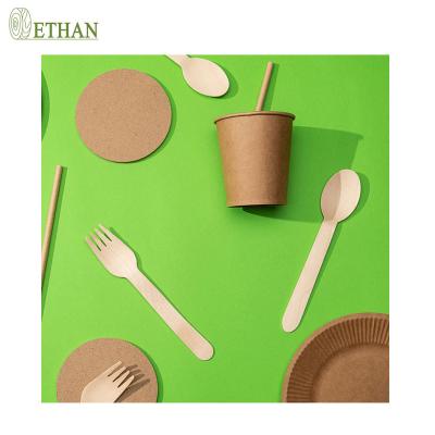 China Convenient Personalized Wooden Disposable Cutlery Tableware Salad Spoon Fork for sale