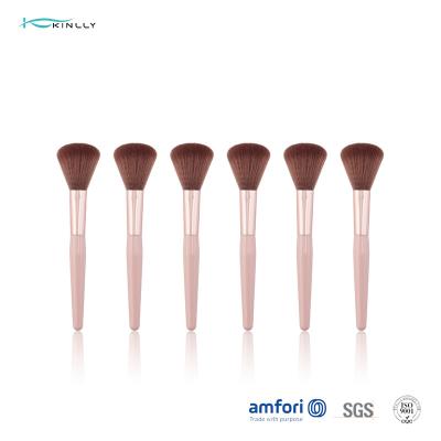 China Face Powder Highlight Single Makeup Brush Synthetic Hair Aluminum Ferrule 1PC en venta