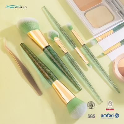 Cina Set di pennelli di trucco dell'artista 7pcs del vegano dell'OEM di Crystal Plastic Makeup Brushes di scintillio del cristallo di rocca in vendita