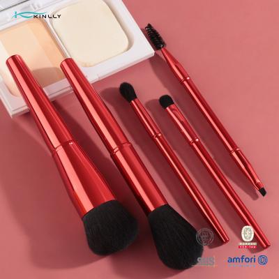 Κίνα 5PCS Dard τις κόκκινες μετάλλων βούρτσες Makeup τρίχας λαβών συνθετικές καθορισμένες τη βούρτσα Makeup λογότυπων συνήθειας προς πώληση