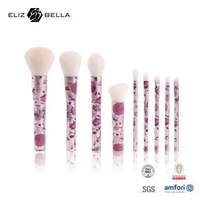 China el cepillo cosmético del pelo sintético de la belleza 9pcs fijó la manija de impresión rodante llena del metal en venta