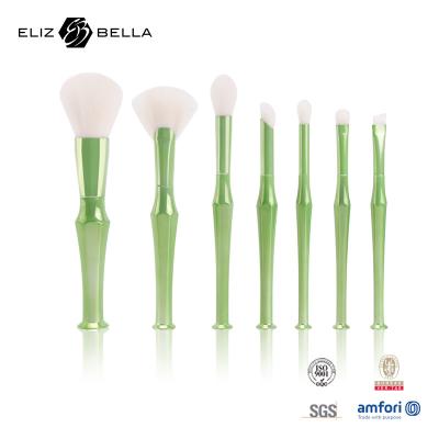 China 7pcs Special Plastic Handle Make Up Brush White Nylon Hair Cosmetic Brush Aluminium Ferrule for sale