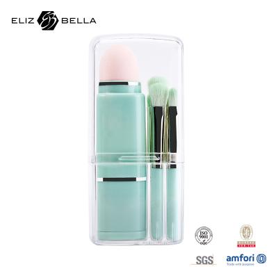 China 8pcs Mini cepillo de maquillaje con mango corto cepillo cosmético, cepillo de maquillaje para cabello sintético esponja rosa con tubo de maquillaje en venta