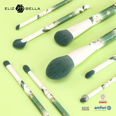 China Roll Printing Wooden Handle 10pcs Luxury Makeup Brushes Face Latest Design Cosmetic Brush for sale