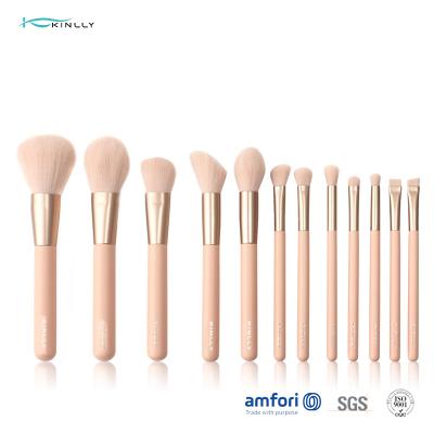 Cina Set di pennelli cosmetico di legno di trucco della maniglia 12pcs della poli borsa in vendita