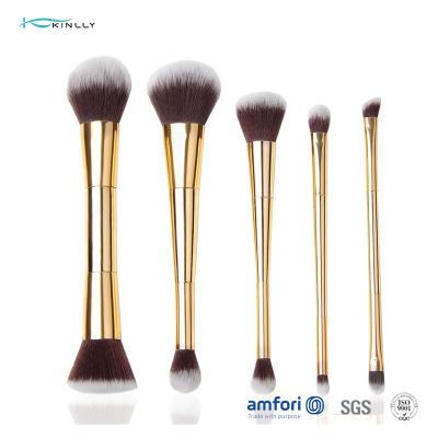 Chine ensemble de cadeau de brosse de maquillage du côté ISO9001 de double de l'or 5pcs à vendre