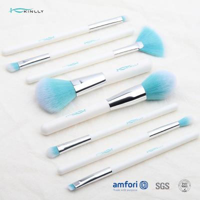 China White Handle ISO9001 8pcs Travel Makeup Brush Set for sale