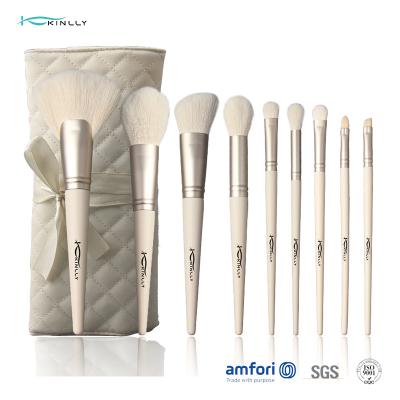 Cina spazzola naturale bianca di trucco dei capelli 9pcs con la borsa cosmetica in vendita