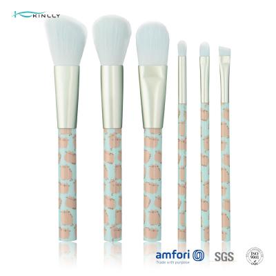 Chine en plastique de marbre bleu maquillage 6pcs brosse de lecture les cheveux en nylon avec la boîte d'emballage de PVC à vendre