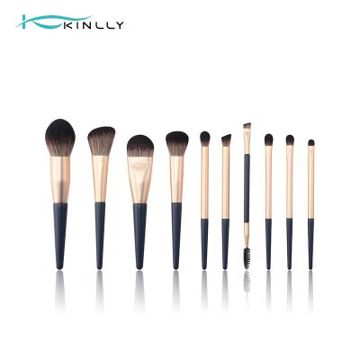 Chine Le voyage en nylon de brosse de maquillage des cheveux 10PCS a placé la couleur noire facultative d'or à vendre