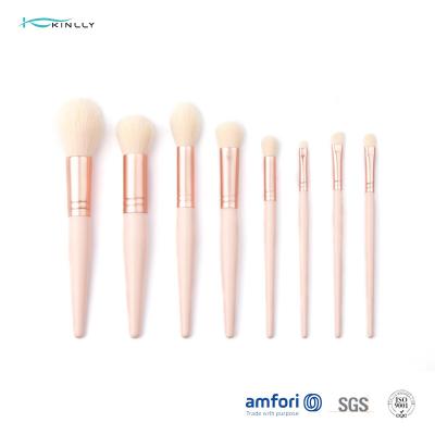 China Wooden Handle 8pcs Travel Makeup Brush Set Premium Synthetic Hair for sale