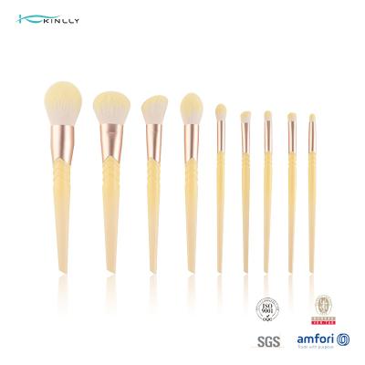 China 9 PCS das Plastikmake-up bürstet das gelbe Haar, das kosmetischen Bürsten-Satz mischt zu verkaufen