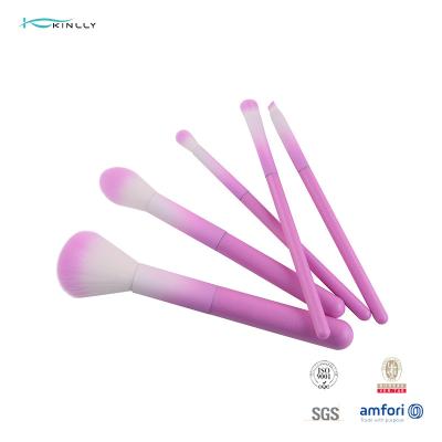 China 5Pcs sistema de cepillo sintético del maquillaje del pelo de la púrpura el 100% con la manija plástica en venta