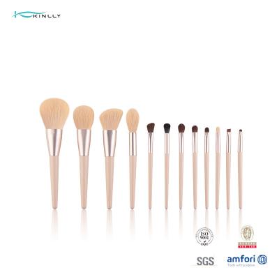 China Wirkliches hölzernes Perfektions-Make-up bürstet erstklassige synthetische Grundlage 12pcs zu verkaufen