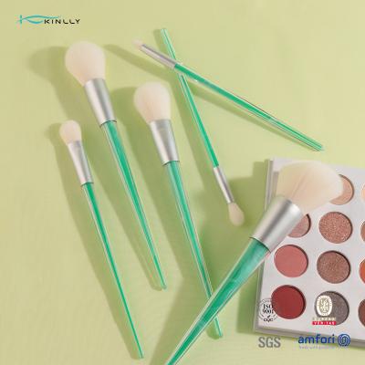 China Nylon Hair 7 Piece Makeup Brush Set Plastic Handle Aluminum Ferrule for sale