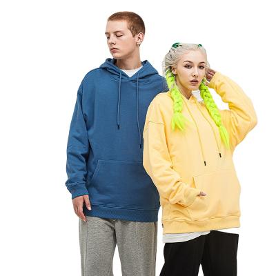 China 2021 Autumn 380G Solid Color Viable Unisex Fashion Terry Heavy Hooded Sweater Oversized Hoodie for sale