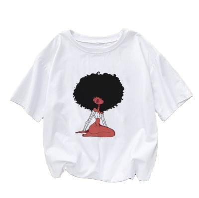 China New QUICK DRY African Girl Printed Women's T-shirt Tank Top Women's Logo Short Sleeve T-Shirts For Ladies for sale