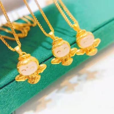 China TRENDY Luxury Fashion Pure 18k Gold Charms Pendants Necklace Women Ladies Ladies Engagement Wedding Bridal Jewelry for sale