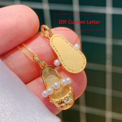 China TRENDY Fashion Pure 18k Gold Pearl Charms Pendant Necklace Women Ladies Bridal Wedding Engagement Jewelry for sale