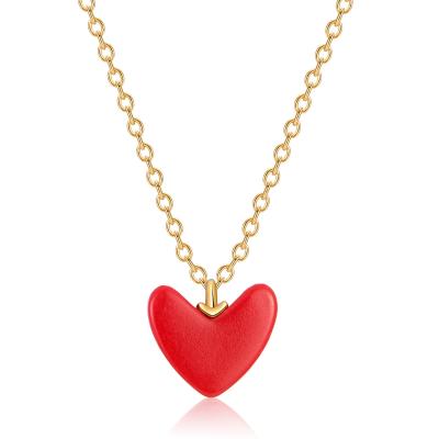 China Trendy Luxury Fashion Jewelry 925 Sterling Silver Red Heart Pendant Neckalces Necklace for sale