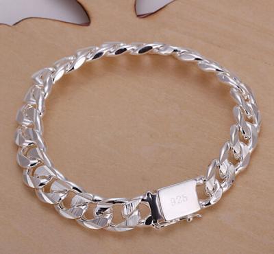 China Fashion Trendy Luxury Mens 925 Bracelet Jewelry Silver Plated Male Trendy Chain Bracelet for sale