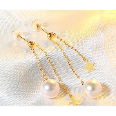 China Real 18K Gold Real Pearl Earrings Jewelry CLASSIC Luxury Pure Ladies Ladies Fashion Female Bridal Engagement Wedding Earrings for sale