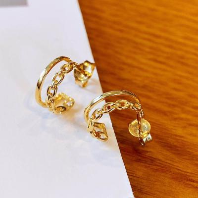 China Fashion Real 18K Gold Stud Earrings Jewelry CLASSIC Luxury Pure Solid Ladies Female Bridal Engagement Wedding Earrings for sale