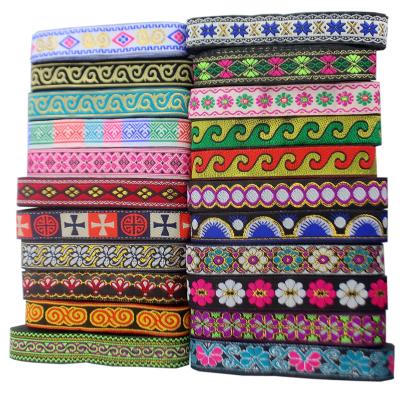 China High Tenacity 2cm Wide African Lace Fabric Dress Ribbon Lace 2cm Embroidered Jacquard Ribbon, Custom Ribbon for sale