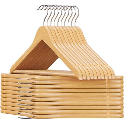 China Eco-friendly Wholesale Eco-friendly Non-slip Natural Eucalyptus Suit Solid Wood Coat Hangers Bar for sale