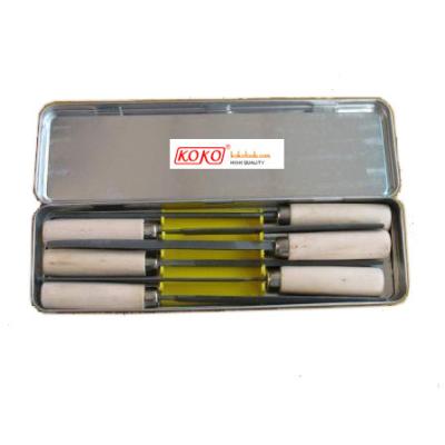 China Swiss Pattern Folder 6pcs Set Metal Box Packing Hobby Wood Key Needle Precision Handle Steel Folders for sale