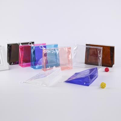 China Fashion Accept Custom Logo Clear Transparent PVC Pouches Makeup Cosmetic Bag For Travel Toiletry With Zipper Big Quantity Mix Stock Colors for sale