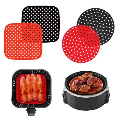 China Amazon Hot Selling Reusable Disposable Silicone Air Fryer Liners 3 Pack Air Fryer Silicone Mat With Air Fryer Magnetic Cheat Sheet for sale