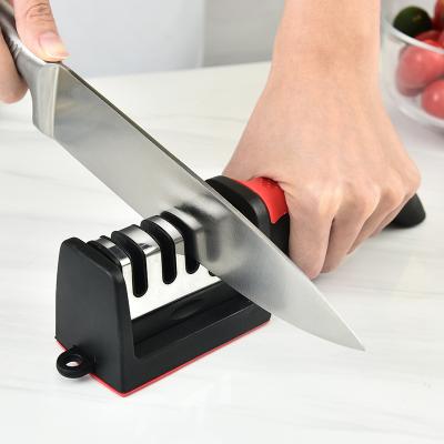 China 3 Section Hand Held Non Slip Handle Manual Stainless Steel Disposable Accessories Professional Rubber Knife Sharpeners for sale