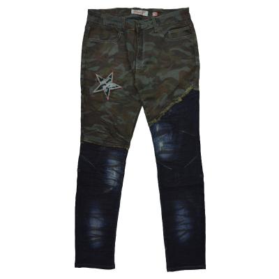 China 2022 Hip Hop Denim Patchwork Star Breathable Fashion Casual Jeans Jean Pantalones Hombres Skinny Camo Fashion For Men for sale