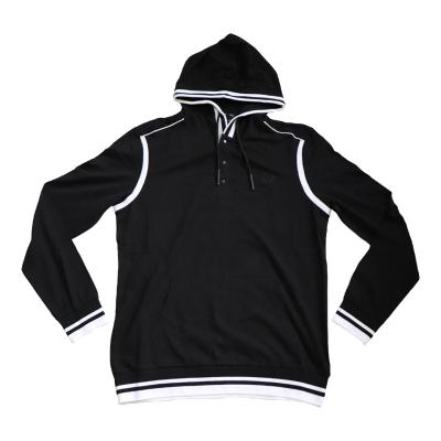 China High Quality Anti-wrinkle Cotton Men Hoodies Contrast Stitch Pullover Button Up Collar Sports Use Hoodie for sale