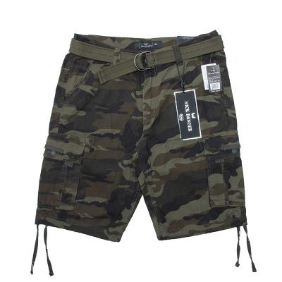 China New Anti-Wrinkle Mens Designer Twill Cotton Shorts Zipper Fly Army Camouflage Belted 12 Inch Cargo Pants With Drawstring Edge for sale