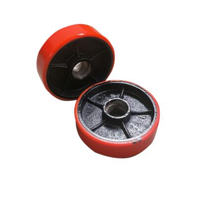 China Hotels Factory Direct Sale 180*70Mm Heavy Duty Industrial Silent PU Wear Resistant Caster Wheels Parts For Hand Pallet Truck for sale