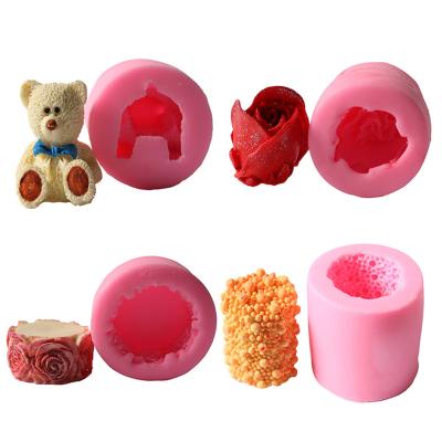 China Sustainable Cake Fondant Mold Silicone Bear Craft 3D Baking Cake Decorating Tools Candy Clay Chocolate Mold for sale