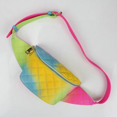 China Water Proof PVC Matte Rainbow Jelly Bag Lady Lingge Personality Purse Waist Bag Women Fanny Bag 2020 New for sale