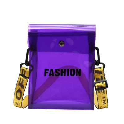 China 2020 Durable Women Fashion PVC New Lady Bag Mini Clear Mobile Phone Bag Shoulder Jelly Flap Bag Transparent Fashion Crossbody for sale