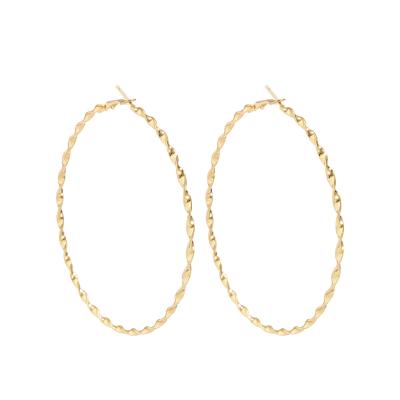 China CARTER LISA Fashion 18K Gold Plated Large Circle Twisted Hoop Earrings Round Loop Earrings For Women Wedding Party Gift Jewelry for sale