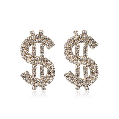 China CARTER LISA Personality Super Shiny Rhinestone FASHIONABLE dollar drop dangle earrings for women charm statement earrings fashion jewelry for sale