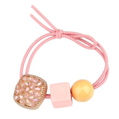 China New Durable Summer Girls Fashion Cube Crystal Beads Hair Tie Hair Rope In Sta Hair Accessories Ponytail Holder Elastic Band for sale