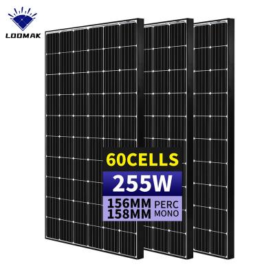 China Cheap 255 watt monovisc solar MONO solar panels 250w solar panels 255w photovoltaic cost is cheap solar panel 158.75mmx158.75mm for sale