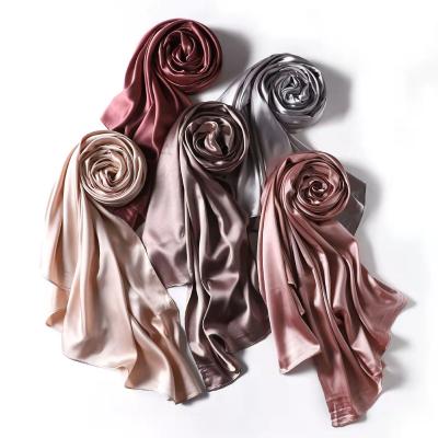 China Fashionable Polyester Customize Premium Matte Satin Silk Cheap Satin Hijab Muslim Shawl for sale