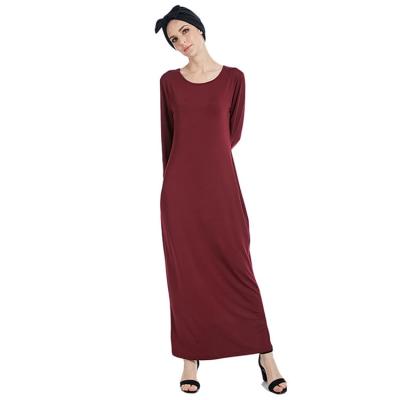 China Fashionable Winter Striped Stretch Tank Top Knit Pleated Satin Long Muslim Muslim Maxi Dress for sale