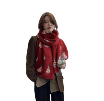 China Long New Design Christmas Woolen Scarf Knitting Shawl For Women INS Warm Scarf for sale