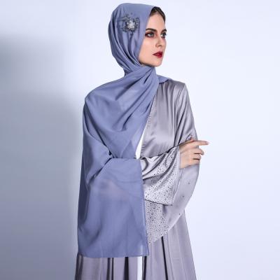 China New Design Glitter Satin Abaya Dubai Muslim Turkey Open Front Dress For Women RRJML-1321 for sale