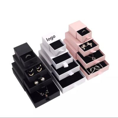 China Custom Jewelry Package Box Jewelry Packaging Box Gift Box Necklace Earring Bracelet Ring Drawer Jewelry Box With Logo for sale