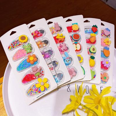 China Children Cartoon Princess Hairpins Baby Girl Blows Quicksand Fruit Sweet Transparent Cute Hair Clips for sale